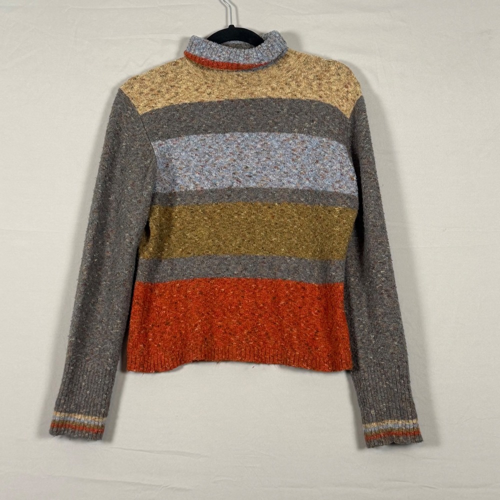 Vanity Turtleneck Sweater Women XL Multicolor Striped Excellent Y2K 90s Vintage
